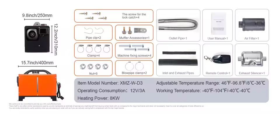 Суха дизелова печка с мощност от 8KW