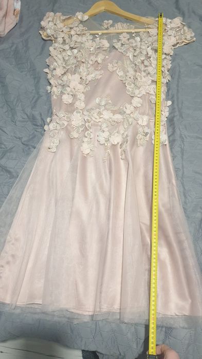 Rochie ocazie dantela 3D roz pudră