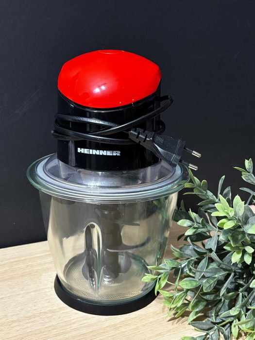 Tocator de legume Heinner, bol sticla 1.5L, 3 cutite din inox