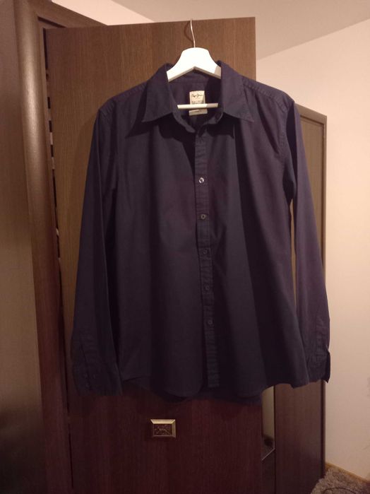Cămașă originală Pepe Jeans, neagră,  mărimea L