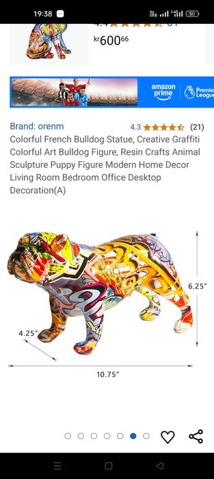 Figurină de câine Bulldog imprimată cu graffiti Statuie din rășină