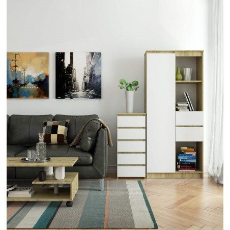 Comodă AKORD CL5 40 cm 5 sertare - stejar artizanal-alb