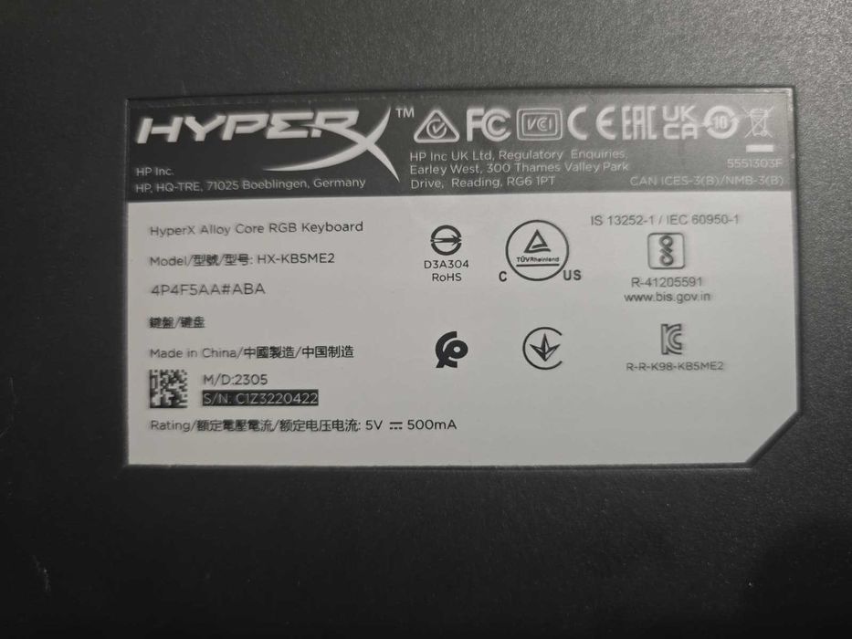 Tastatura gaming HyperX Alloy Core RGB, membrana, iluminare  US