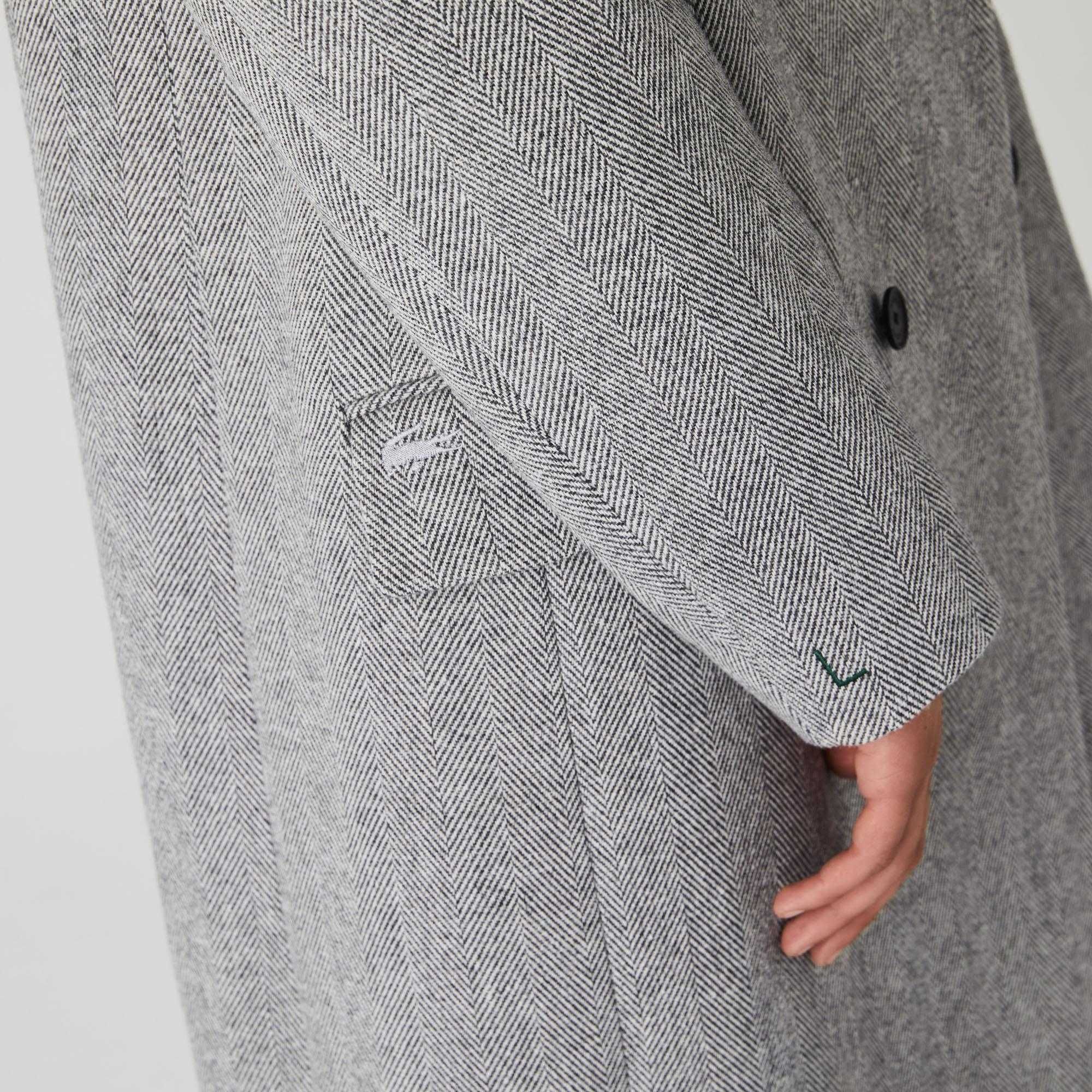 Lacoste, Palton lung din lână, Gri, M