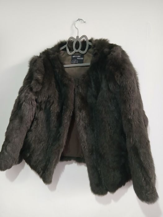 Scurta dama blana naturala iepure culoare verde negru marime M sau 40