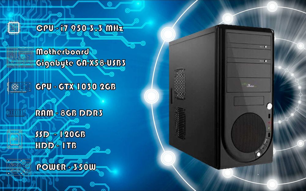 i7 950\RAM 8GB\GT 1030 2GB\SSD 120GB\HDD 1TB