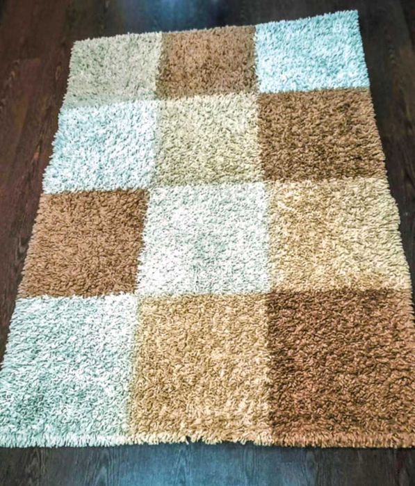 Covor Shaggy Pătrat Bej/Maro, 120x170 cm