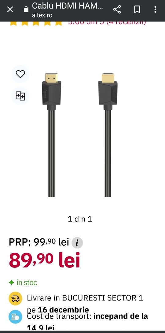 Cablu HDMI Hama,8k,1 metru