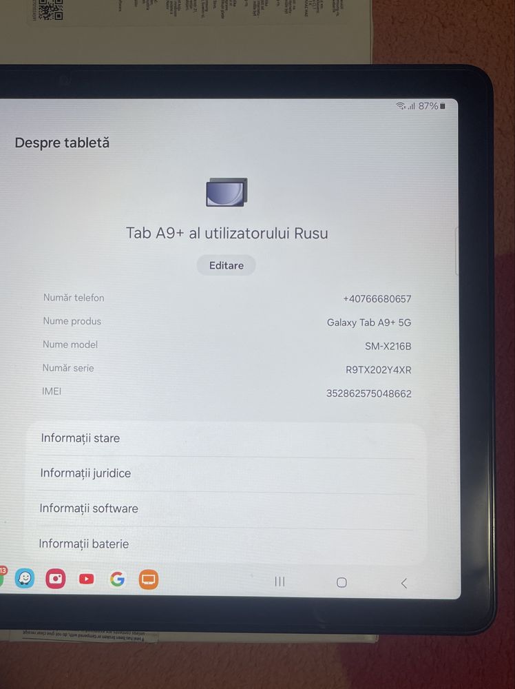 Samsung Tab A9 Plus 5G /accept schimb cu telefon