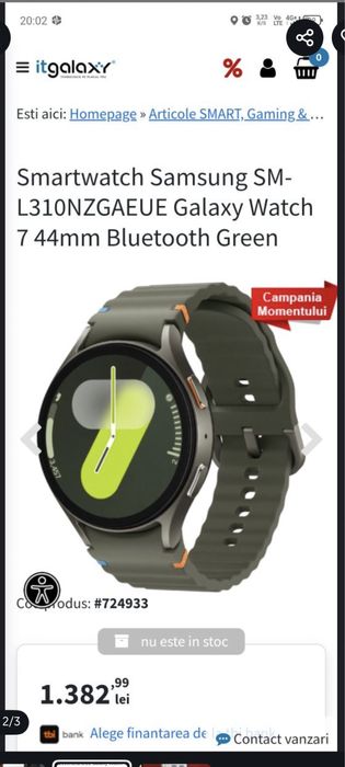 Smartwach Samsung SM-L310NZGAEUE Galaxy Warch 7,44 mm, Green