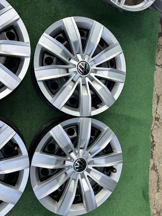 5x112 17 оргинални vw железни джанти със оргинални тазове vw