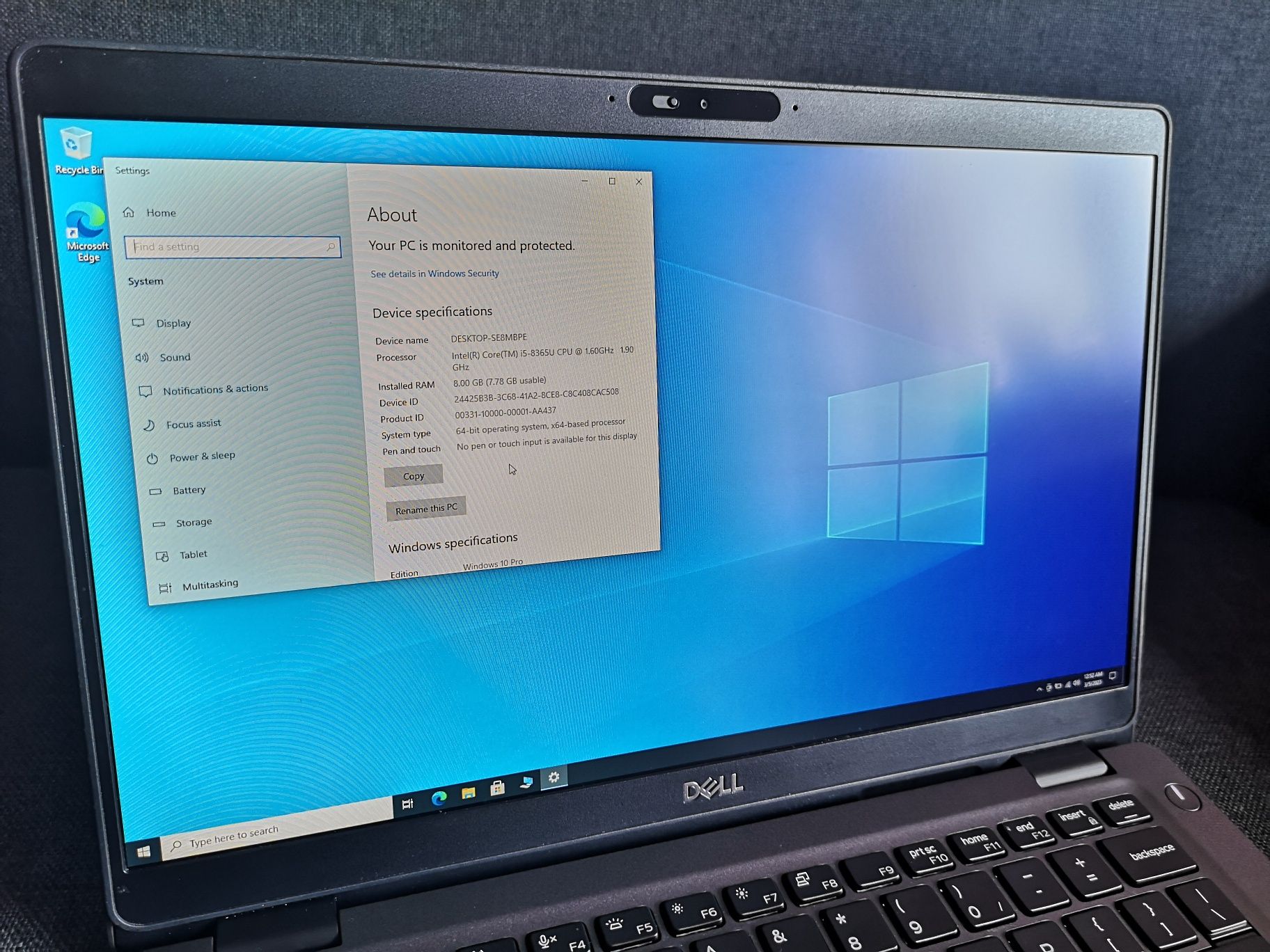 Laptop Dell i5 ssd 256mb, 8gb, windows 10