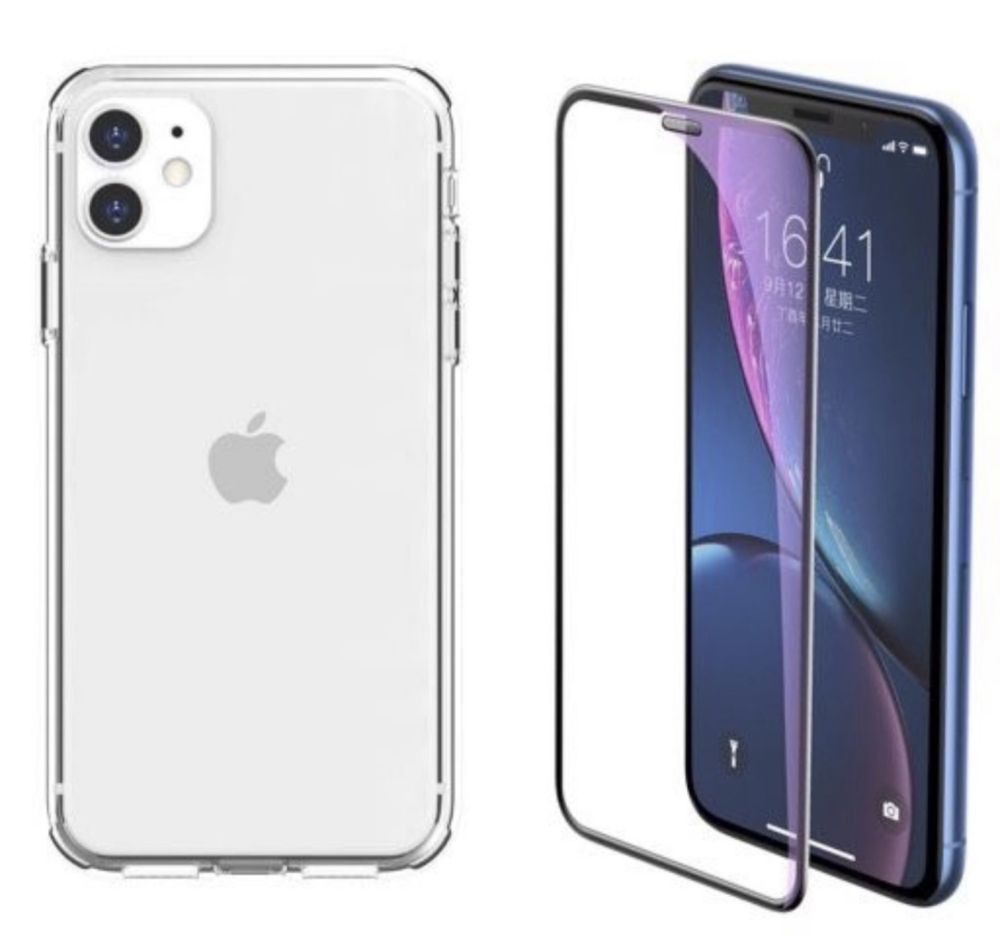 Iphone 11 PRO MAX Husa Silicon Premium Case + Folie Sticla Curbata 9D