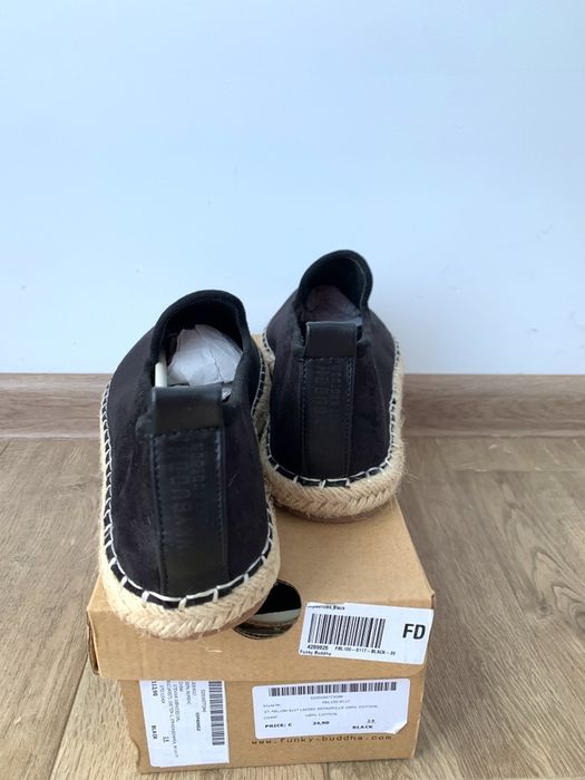 Espadrile negre din piele intoarsa sintetica