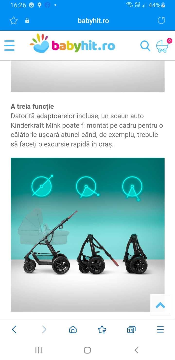 Carucior 3 in 1 Kinderkraft gri