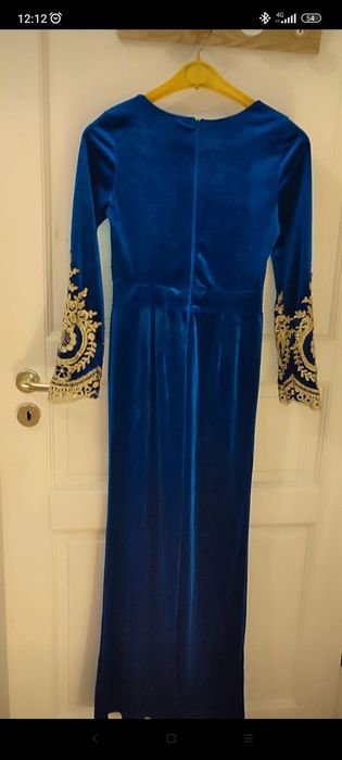 Salopeta catifea albastru-regal, model rar