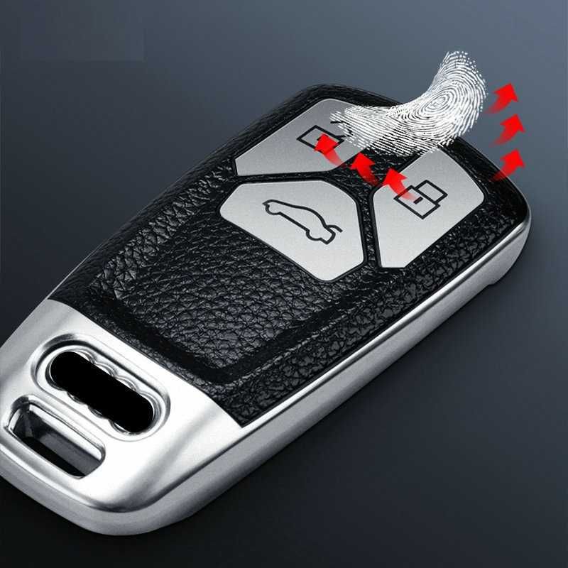 Husa Cheie Auto pentru Audi - Keyless Go, Tpu, Argintiu/negru