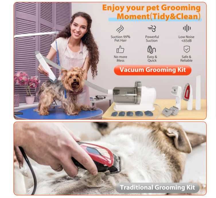 Машинка за подстригване на куче и котка Груминг комплект прахосмокачка
