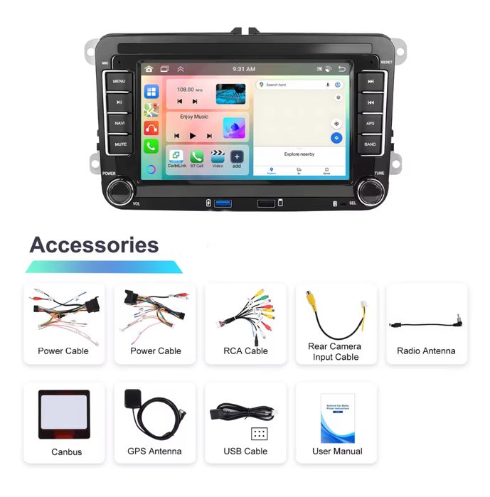 Navigatie Carplay 6GB Golf 5 6,PassatB6 B7 CC,Touran,Sharan,Seat,Skoda