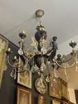 Candelabru/lustra/bronz masiv/cristal