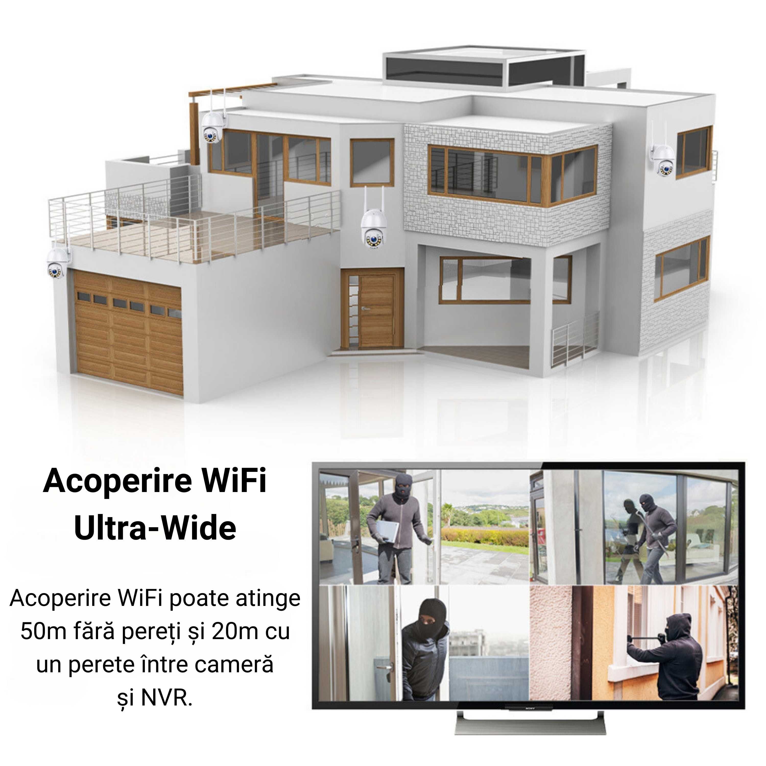 Sistem de supraveghere WiFi Jortan cu 4 camere, 4MP, Full HD, NVR