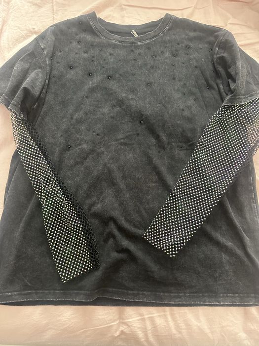 Tricou oversize cu aplicatii stralucitoare