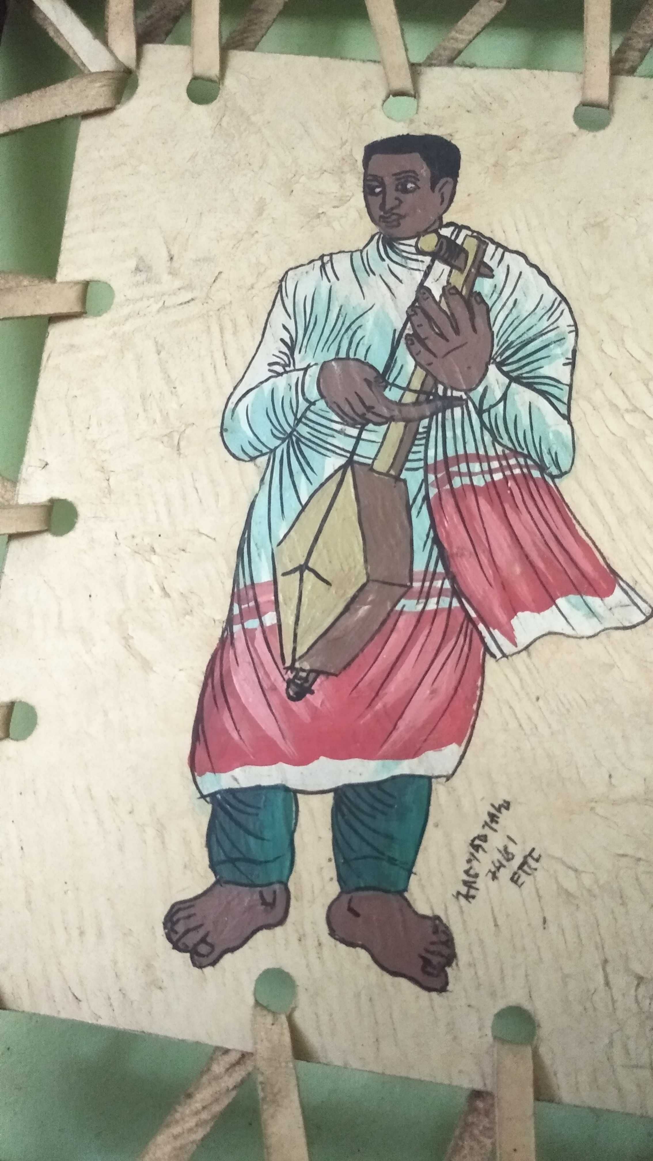 Дърворезба и картина рисувана на кожа