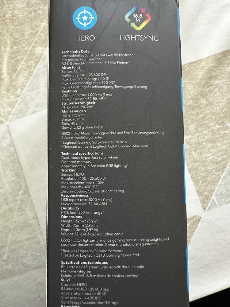 Геймърска мишка logitech g502
