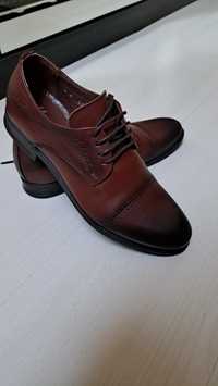 Pantofi piele băieți maro cognac mar 38