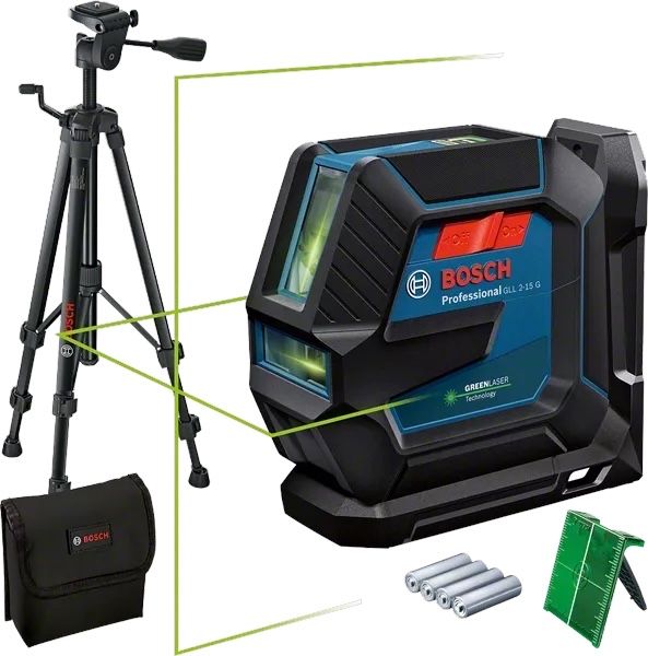 Лазерен нивелир със зелен лъч Bosch GLL 2-15 G + статив