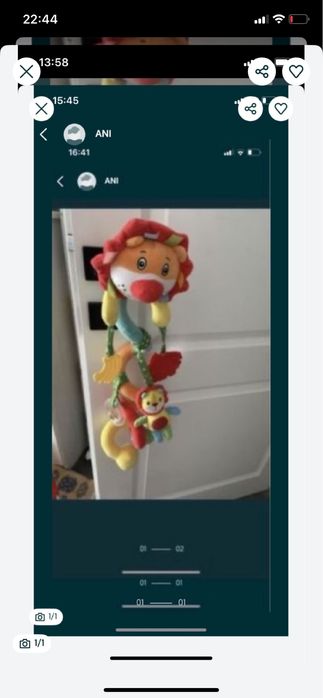 Jucarie agatatoare leu multicolor pentru bebelusi/copii mici