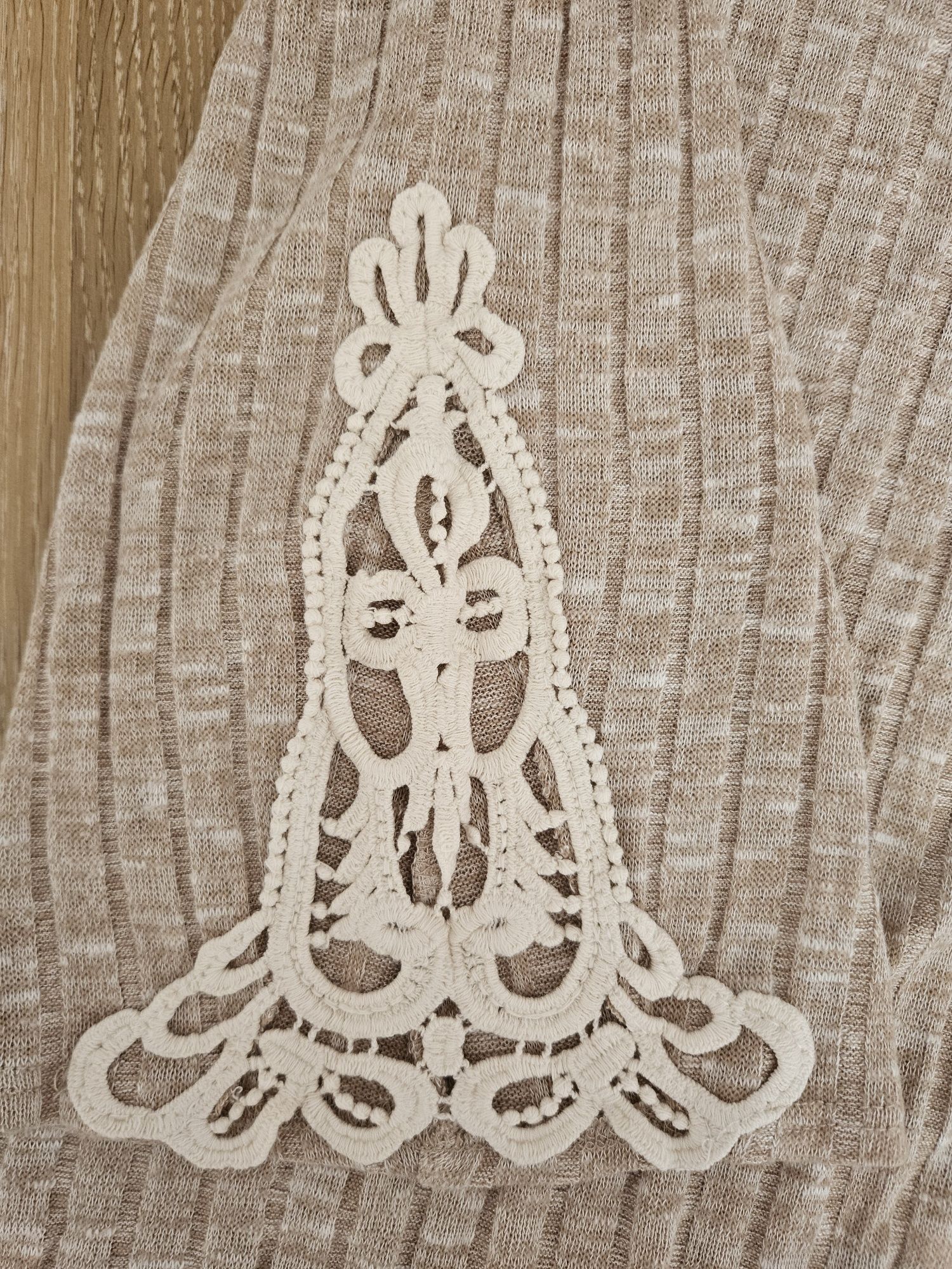 Туника блуза с дантела и дълъг ръкав памучна и разтеглива размер L XL