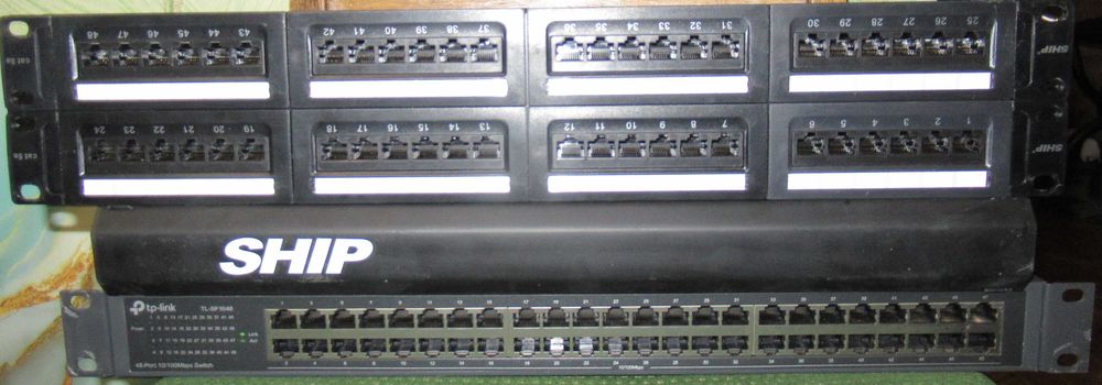 Коммутатор TP-Link 48 портов + Патч-панели + Патч-корды