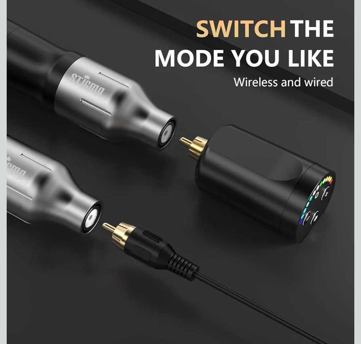 Stigma безжичен голям комплект за татуировки с игли и 2 батерии нов