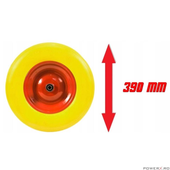 Roata completa pentru roaba, carucior 390 x 91, ax 1 mm, janta 220 mm,