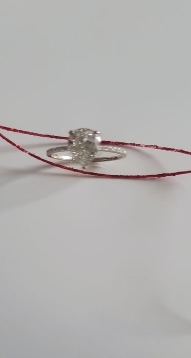 Inel diamant 2,14 ct,aur alb 14 k,Pear Brilliant,premium