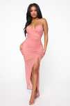 Rochie noua cu eticheta ocazie nunta roz blush fronsata crapatura xs