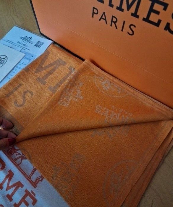 Esarfa Orange doua fețe+geanta H Kelly Medium,saculet, etichetă