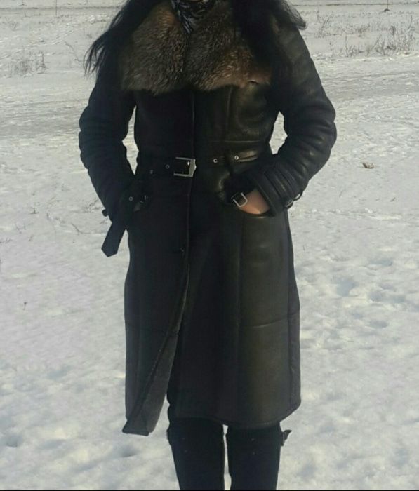 Палто от естествена кожа и естествен косъм