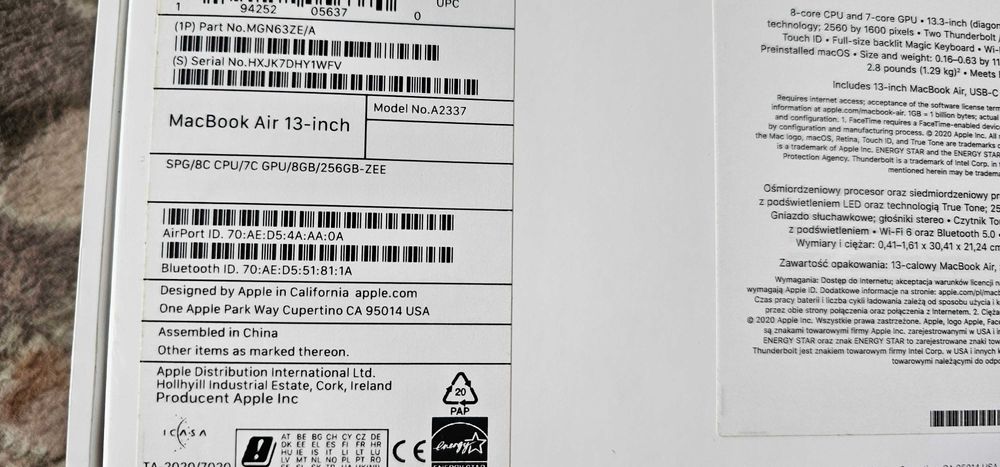 cutie Laptop Apple MacBook Air A2337, 13.3 inch