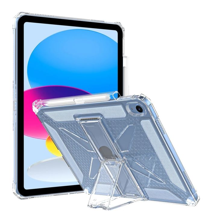 Apple iPad 11 2025 / 10 2022 / Прозрачен удароустойчив кейс със стойка