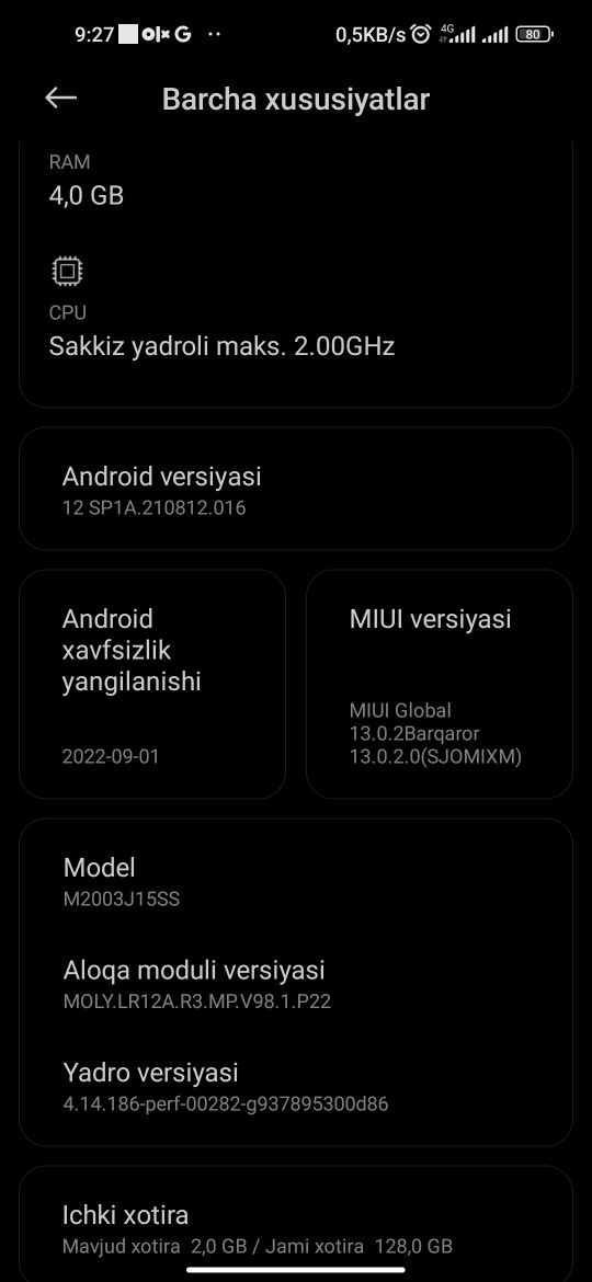 Redmi note 9, 4/128