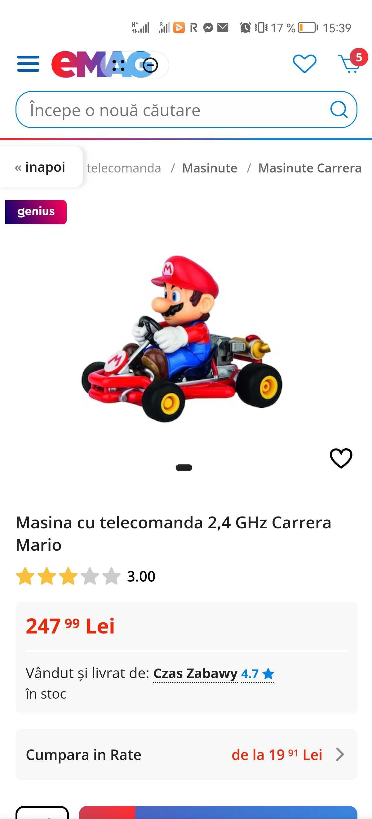 Mașinuța Mario kart RC, carrera go