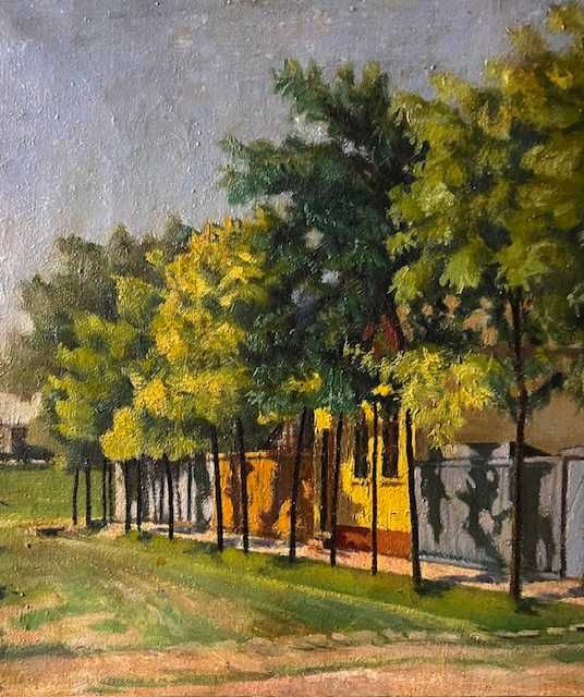 ”Uliță transilvană” Tablou VECHI, 103 ani Data 1922 ulei/pânză 70x50+R