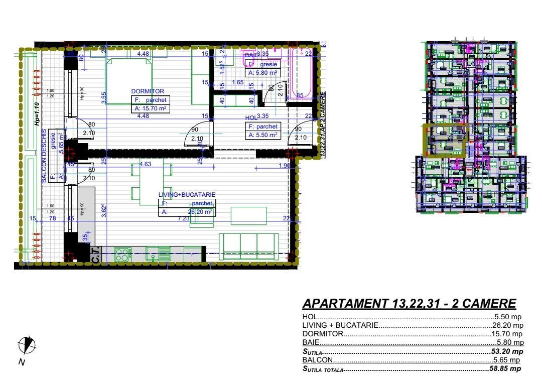 Apartament doua  camere