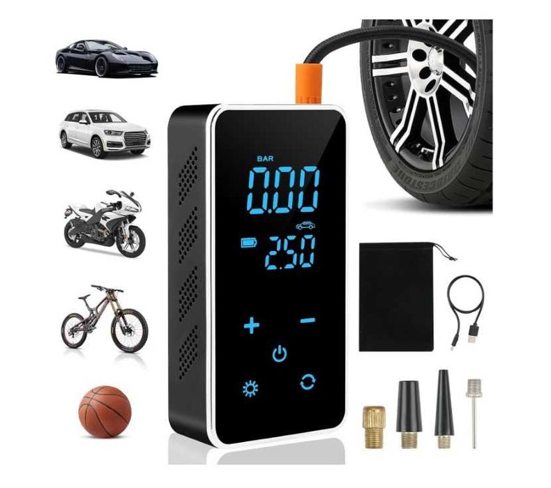 Compresor auto electric, Pompa 6 in 1  12V, cu afisaj digital LCD
