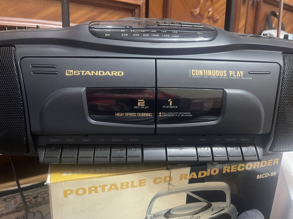 AM/FM Stereo Double Cassette Radio Recorder w CD Player Standard