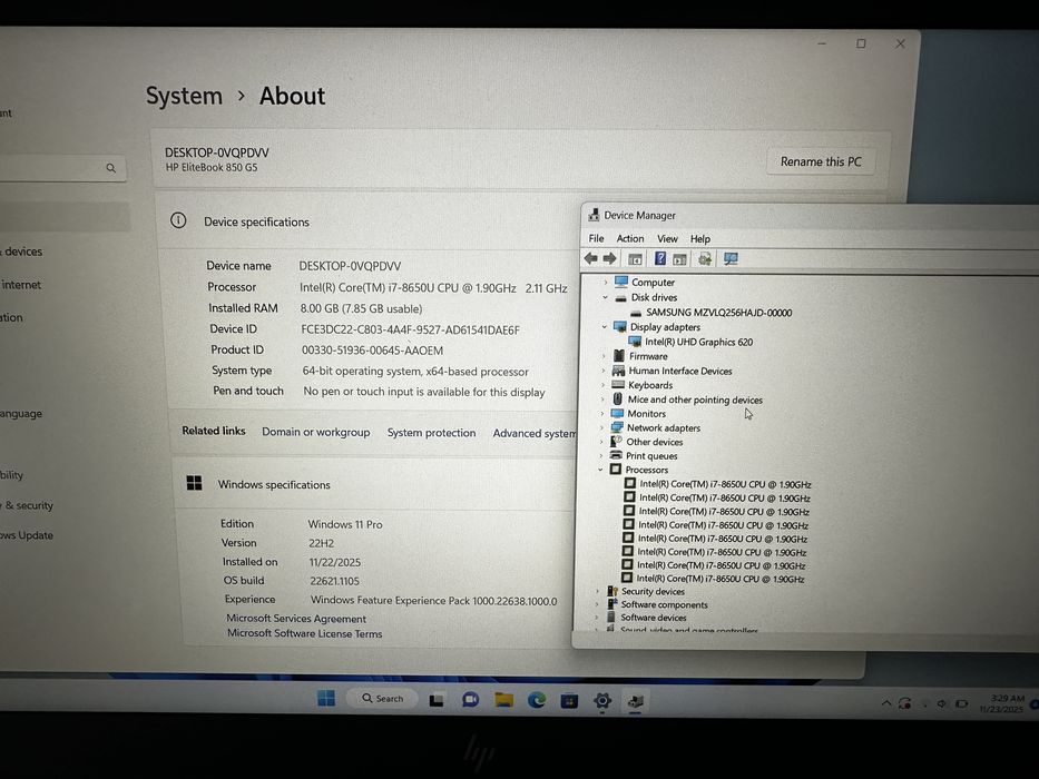 HP EliteBook 15.6” - Intel Core i7 - 8Gb RAM - SSD240Gb -full aluminiu