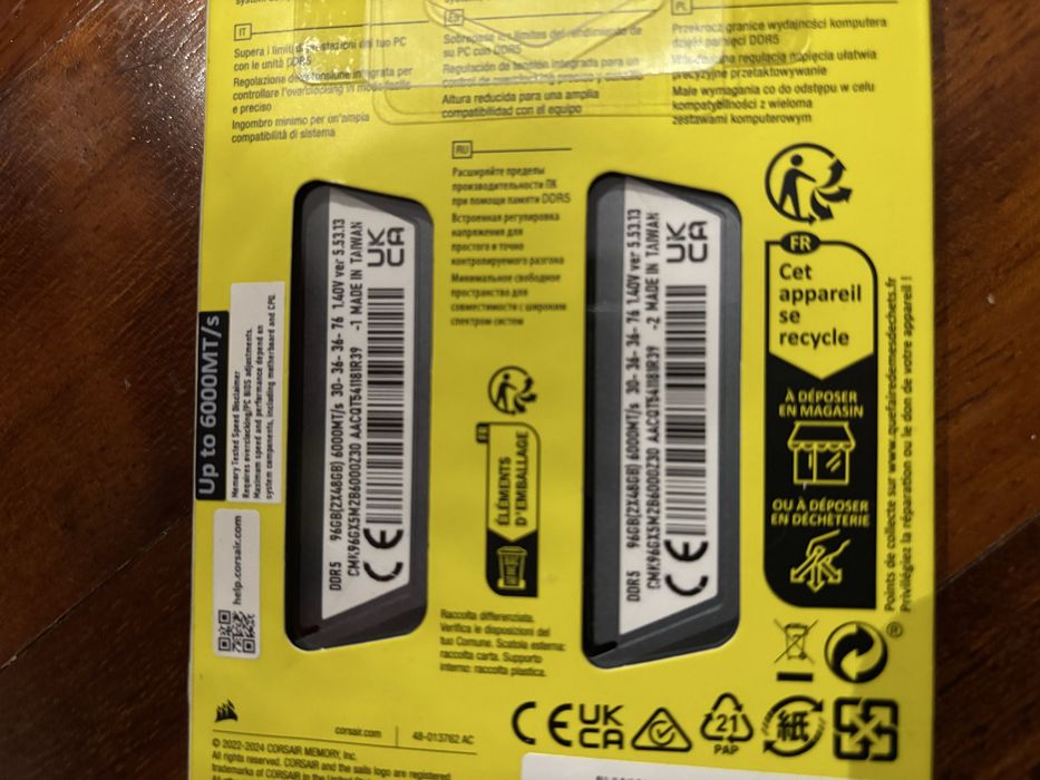 Memorie Corsair 96GB DDR5 6000MHz CL30  dual channel