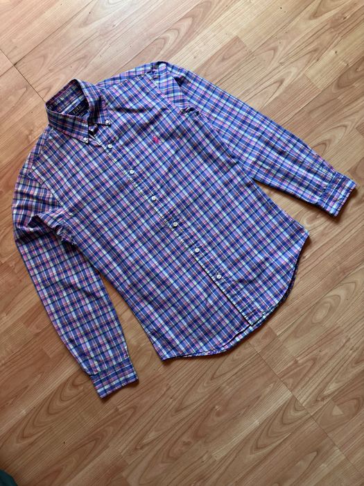 T-Shirt cămașă mânecă lungă carouri Ralph Lauren slim fit bumbac